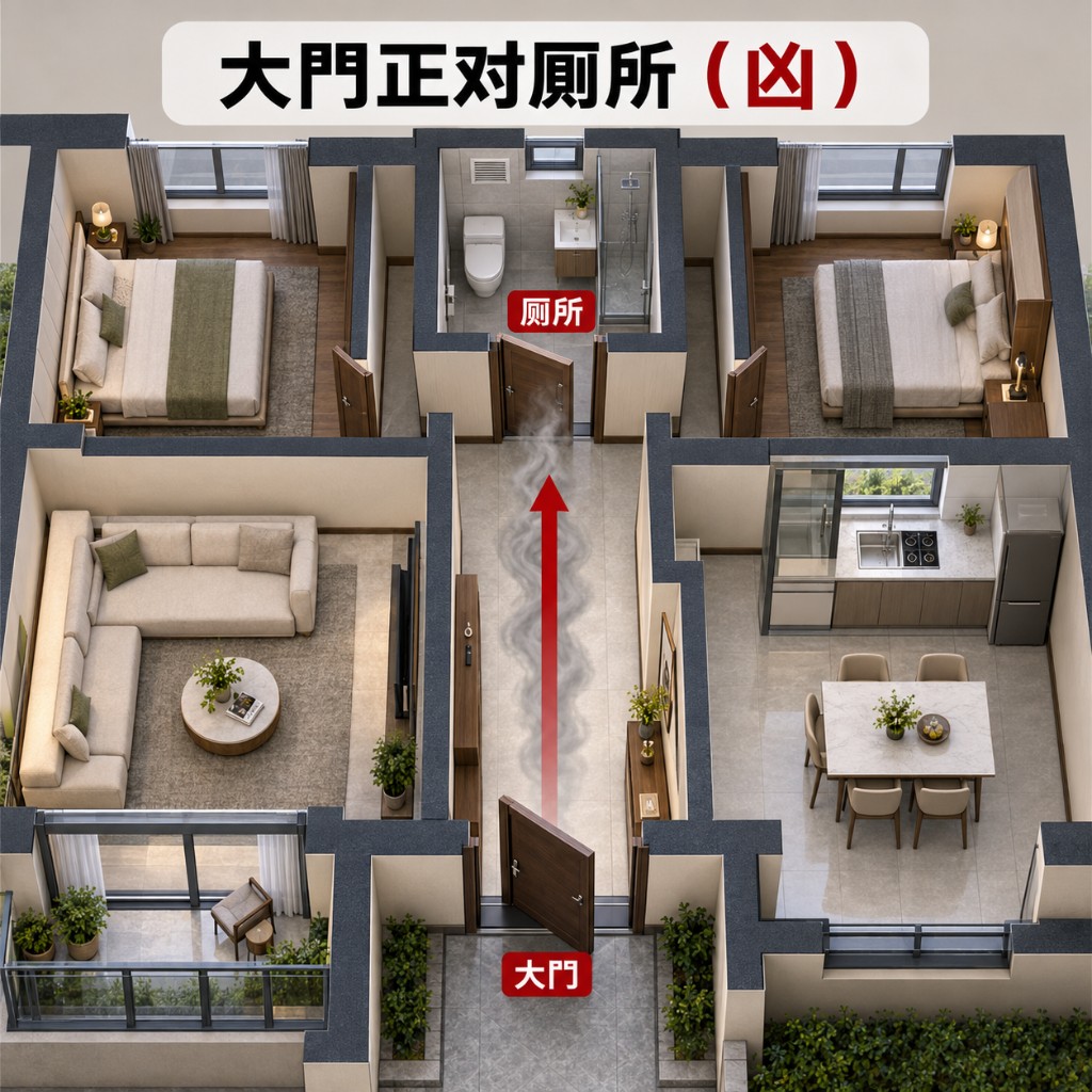 门正对厕所