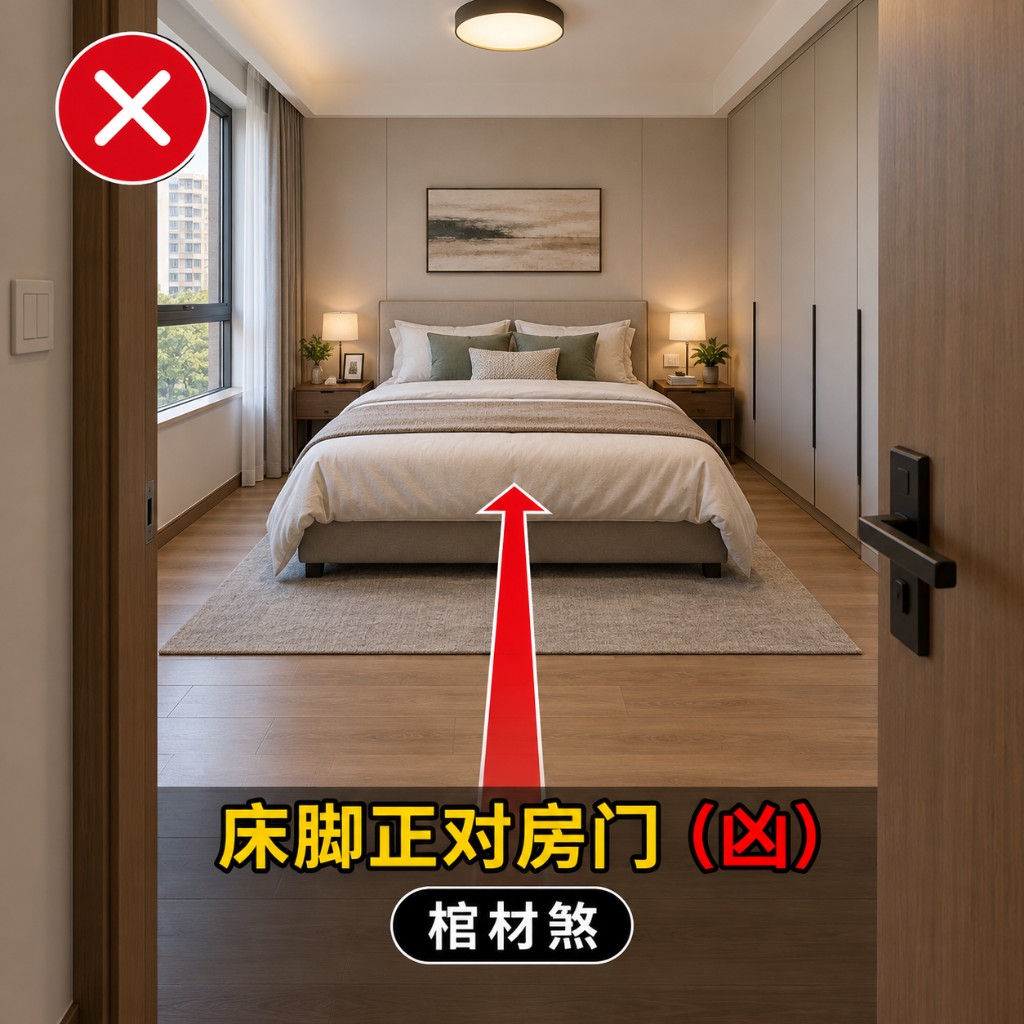 床脚正对房门
