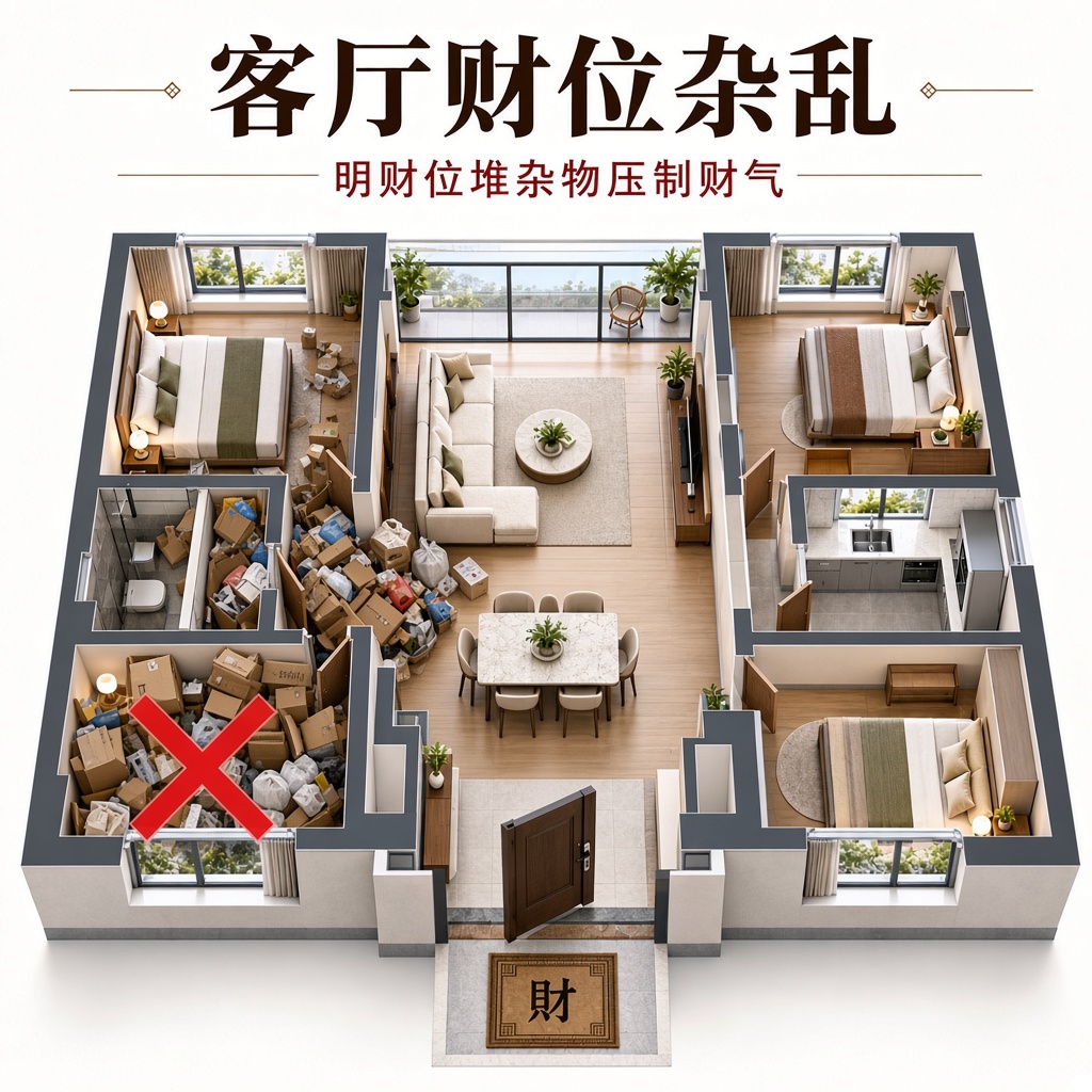 客厅财位杂乱