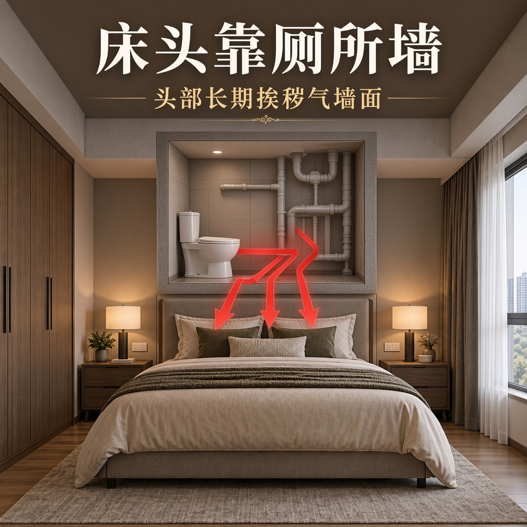 床头靠厕所墙