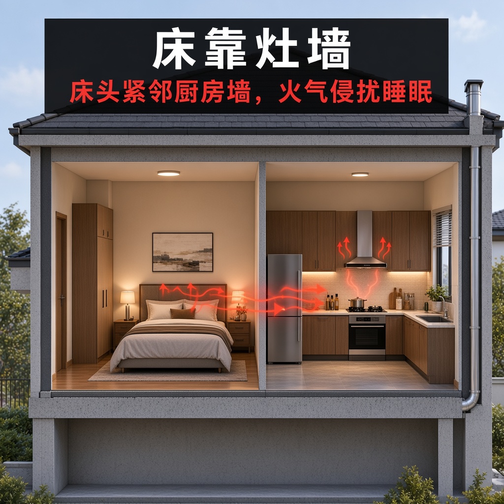 床靠灶墙